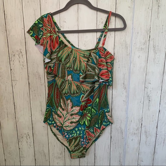Coastal Blue Other - NWT Coastal Blue Ruffle Shoulder Bathing Suit Large